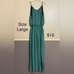 Sweet Storm Teal and Black Chevron Maxi Dress